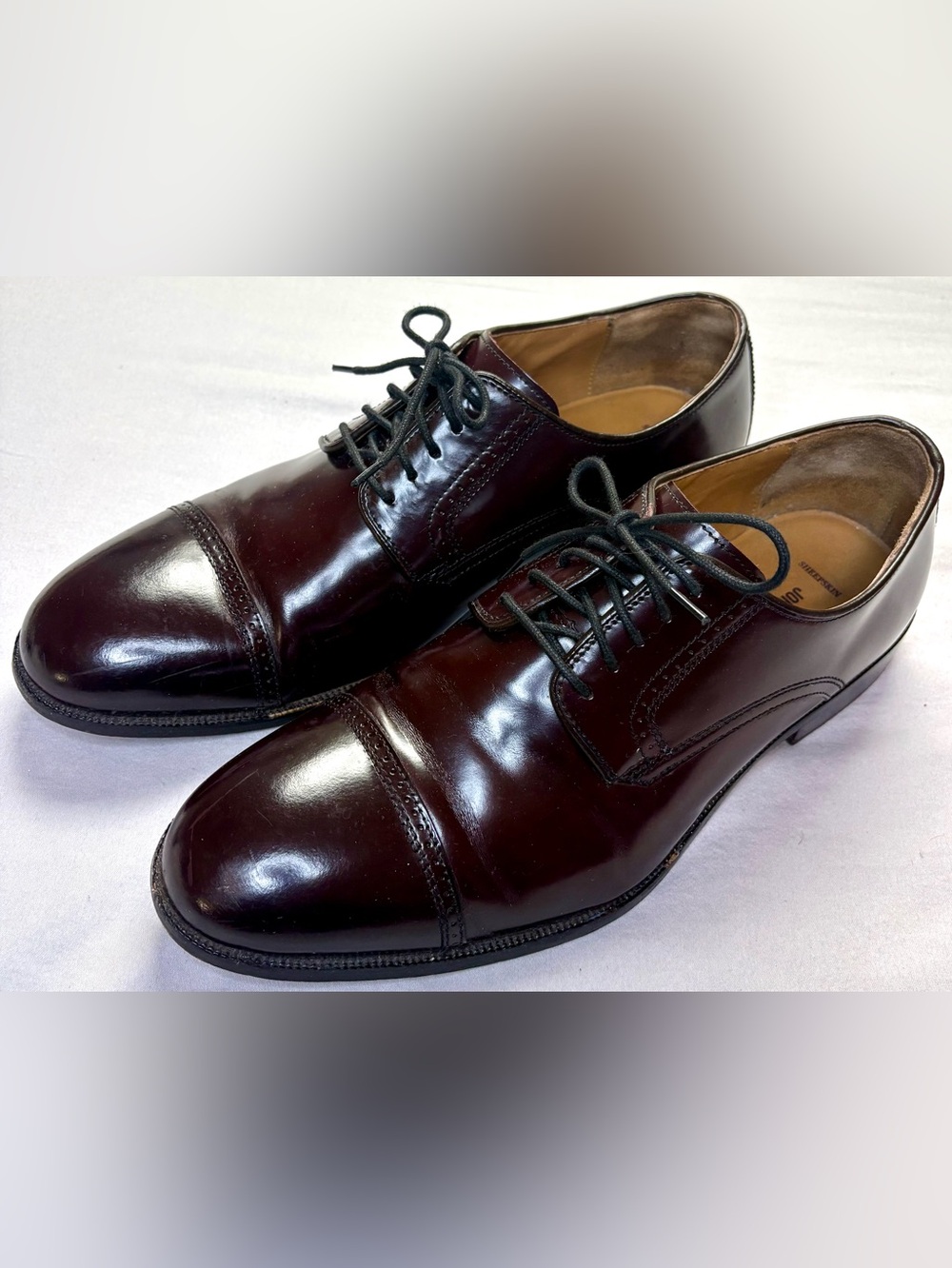Johnston & Murphy Bradford Burgundy Leather Cap Toe Dress Shoes 12 EEE